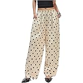 MakeMeChic Women's Polka Dots Wide Leg Pants Summer High Waisted Baggy Barrel Pants