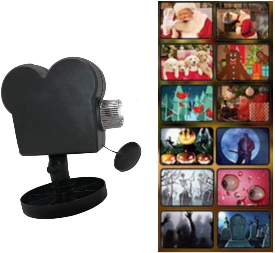 Christmas Halloween Window Projector Light,12 Movies Festival LED Outdoor Indoor Projector Lights Spotlight for Home…