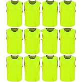 DreamHigh DH Mens Soccer Sports Team Practice Pinnies Scrimmage Training Mesh Vests -12 Pcs Pack