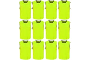 DreamHigh DH Mens Soccer Sports Team Practice Pinnies Scrimmage Training Mesh Vests -12 Pcs Pack