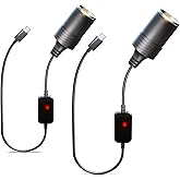 Moqidong USB C to 12V Adapter, USB C to 12V Cigarette Lighter Adapter PD3.0 Type C Male to 12V Cigarette Lighter Socket Femal