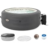 INTEX SimpleSpa 4 Person Inflatable Hot Tub, Portable Spa with 100 Jets | 28483E Built-in Hard Water Treatment with Cover &amp; Ground Cloth for Insulation, 77in x 26in