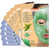 Purederm Green Tea Facial Mask Skin Care (5 Pack) Deep Purifying Pink O2 Bubble Mask Peach (5 Pack)