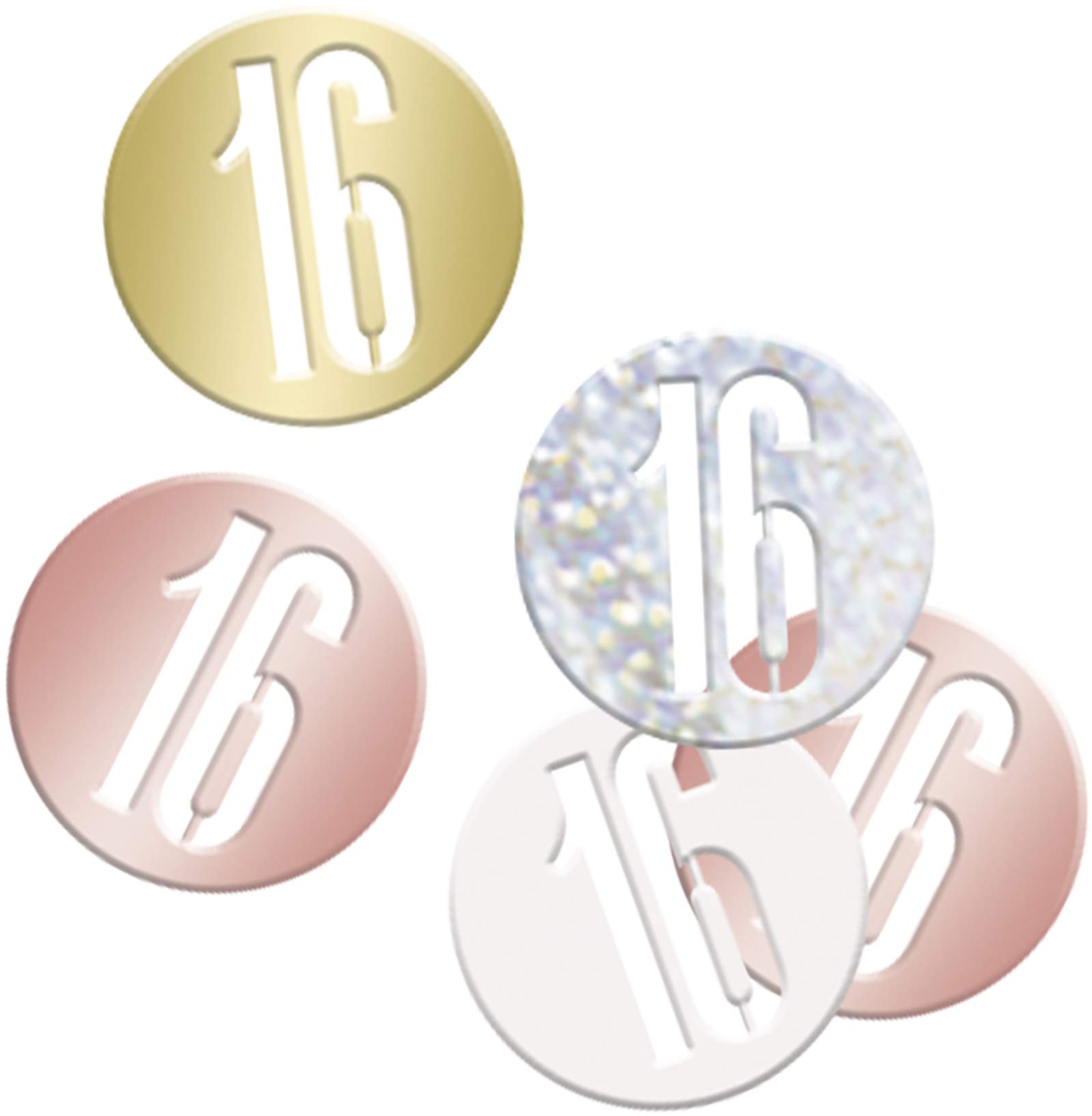 Unique 84945 Birthday Confetti Cutouts-5 oz. | Glittery Rosegold| 1 pack, Rose Gold, Age 16