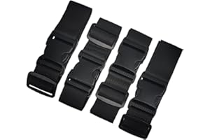 BlueCosto 4X Black Add-A-Bag Luggage Straps Jacket Holder Gripper Suitcase Belts