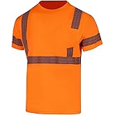 VENDACE Hi Vis Reflective Shirts for Men Class 3 High Visibility Safety Construction Work T Shirt Short Sleeve