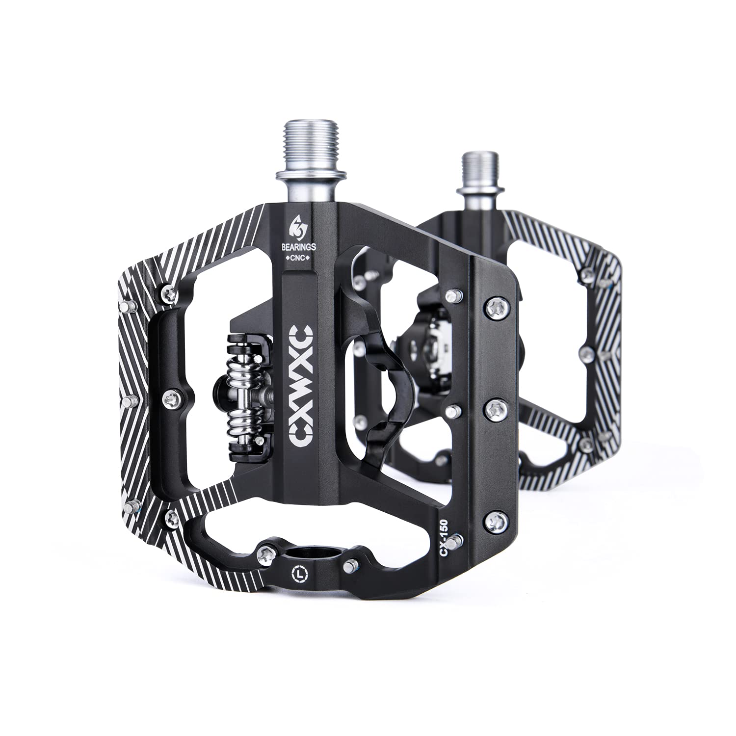 CXWXC Bicycle Pedals - Two Sides MTB Flat Pedals with 3 Sealed Bearings, 9/16 Inch Aluminium Alloy, Non-Slip, Wide Platform, Click Pedals for MTB or Road Bike - Lightweight and Durable