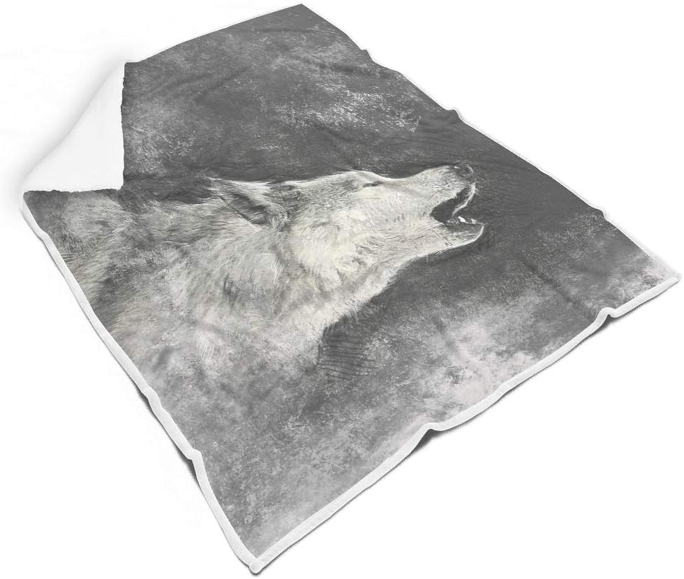 Fleece Blanket,Unisex Adult Kids,Howling wolf Throw Blanket for Sofa