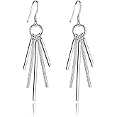 925 Sterling Silver Earrings Dangle Earrings Linear Drop Statement Earrings for Women Teen Girls