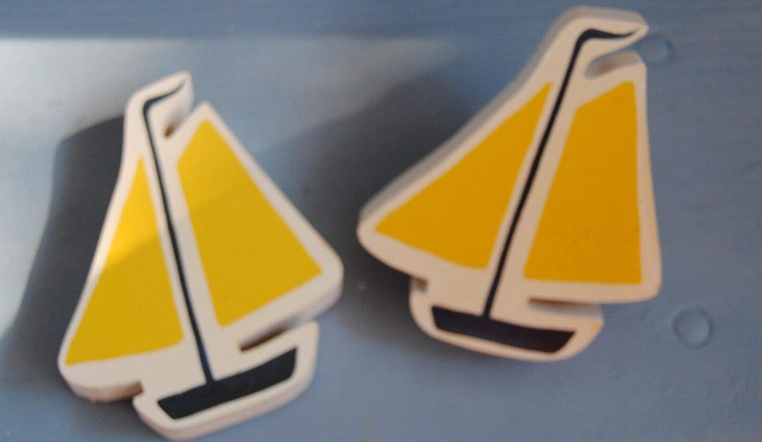 Cabinet Knobs Pulls Two Large Wood Yellow Blue Sailboat Drawer