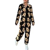 ZAFUL Women's Onesie Hooded Pajamas Fluffy Zipper Long Sleeve Fleece Jumpsuit Sleepwear