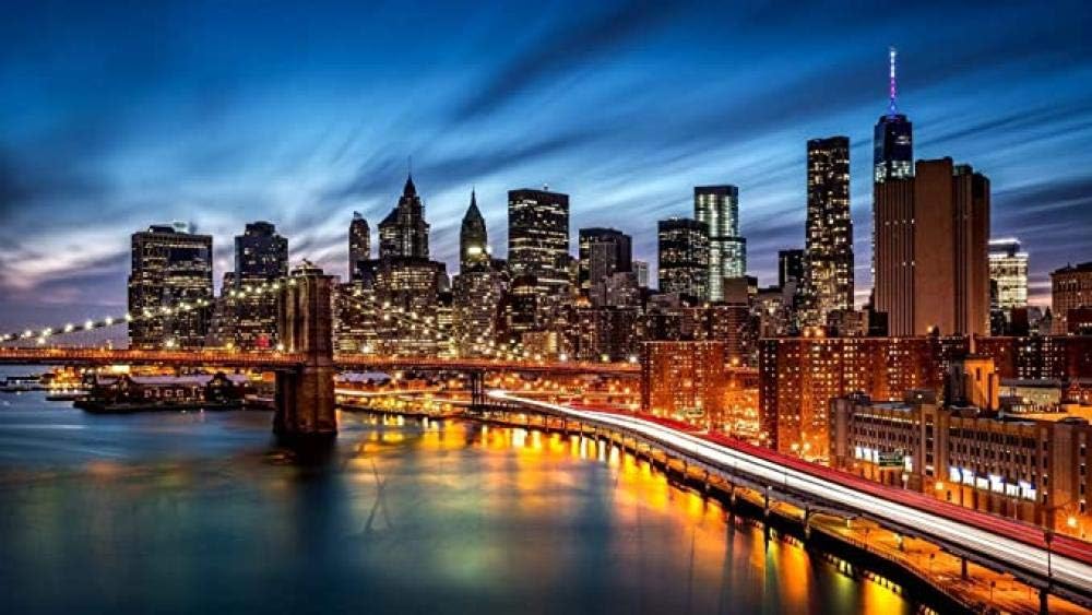 Dingyl Jigsaw Puzzle Adult 1000 Pieces - City Brooklyn Bridge Scenery DIY Kit Wooden Jigsaw Puzzles Children Educational Toys Stress Reliever Gift Home Decor