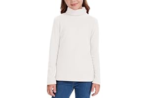 QBK Girls' Long Sleeve Fleece Turtleneck T-Shirt Kids Basic High Neck Casual Trendy Soft Base Layer Tee Tops(4t-12Years)
