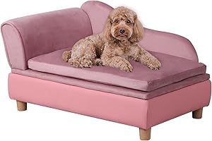 Pet Bed, Puppy Bed Sofa with Storage, Small Dog Bed with Removable & Washable Cushion, Comfy Pet Bed Couch for Cats & Puppy (