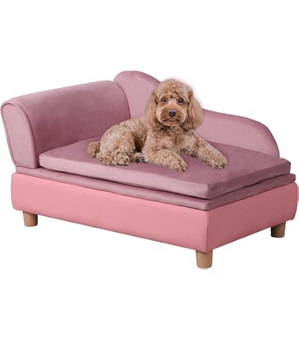 Small Dog Bed Elevated Modern Wooden Cat Bed With Removable Cover - Elevated Pet Sofa For Cats & Small Dogs Mewoofun Cat Couch Bed