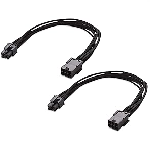 Cable Matters 2-Pack 6 Pin PCIe Extension Cable (PCIe to PCIe Power Extension) - 10 Inches
