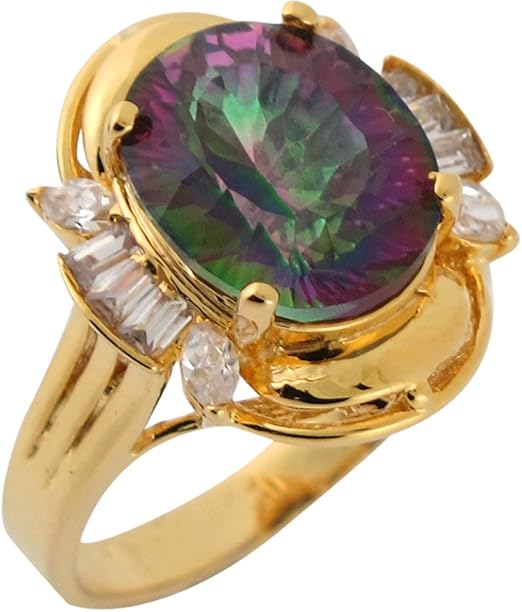 Jewelry Liquidation 14k Yellow Gold Mystic Topaz White CZ