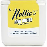 Nellie's Dish Butter - Zero-Waste Alternative to Liquid Dish Soap with Reusable Ceramic Container (White) - Light Lemongrass 