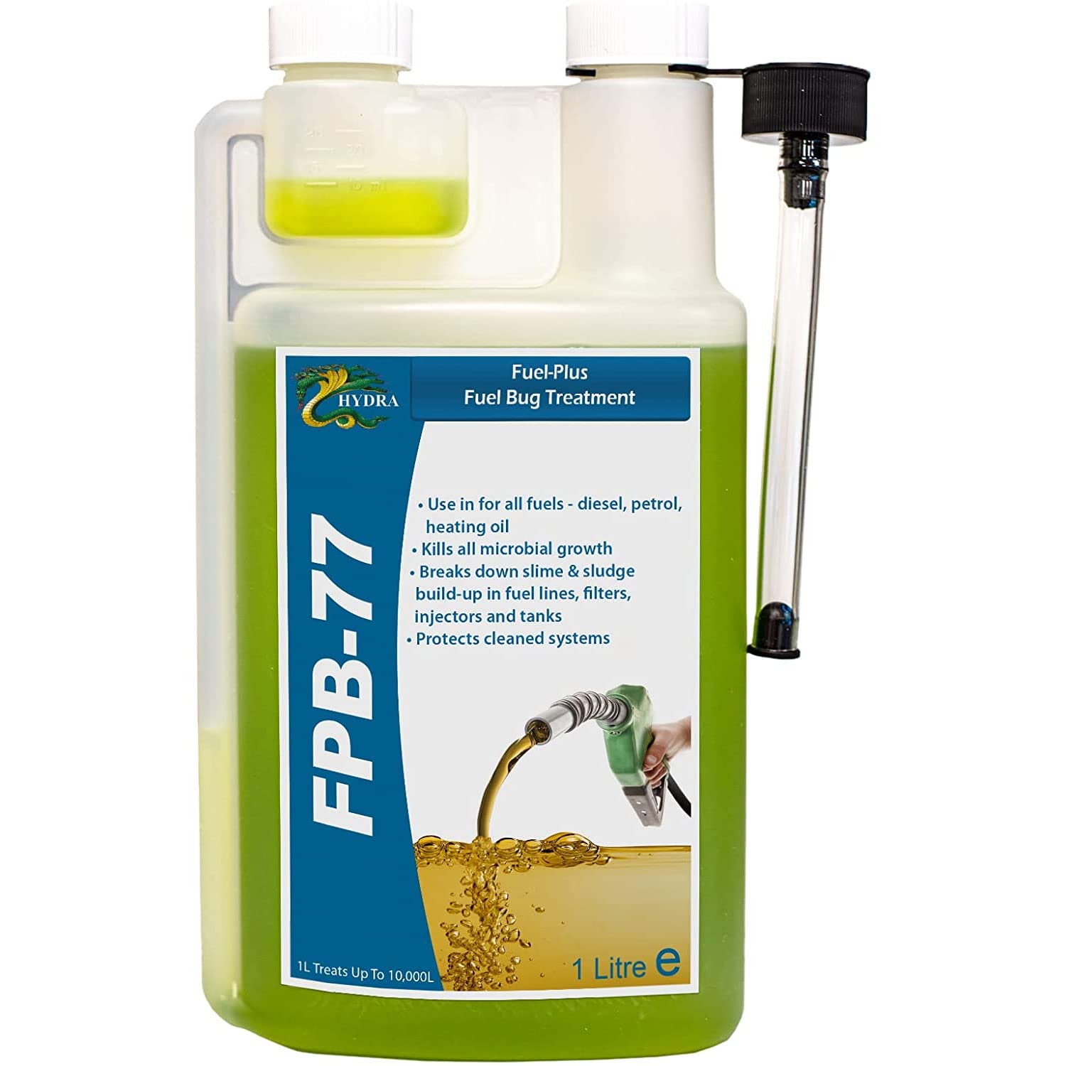 HYDRA FPB-77 FuelPlus Multi-biocide - Fuel System Cleaner | 1L Treats up to 10,000 Litres | Diesel Fuel Additive & Bug Treatment Ideal for Cleaning Diesel Fuel & Liquid Fuels, Removes Slime & Sludge