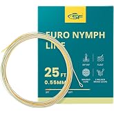 SF Euro Nymph Level Line 0.55mm Floating Fly Fishing Line with 2 Welded Loops 25FT/7.6M，85FT/25.9M Fly Line
