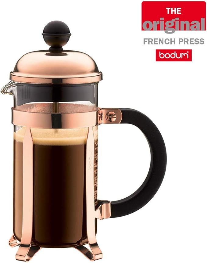 Caffettiera Francese Home Hero In Vetro Borosilicato E Acciaio Inox, 1L, Con Manico In Bambù E Filtro A 4 Strati, Base Antiscivolo Nera