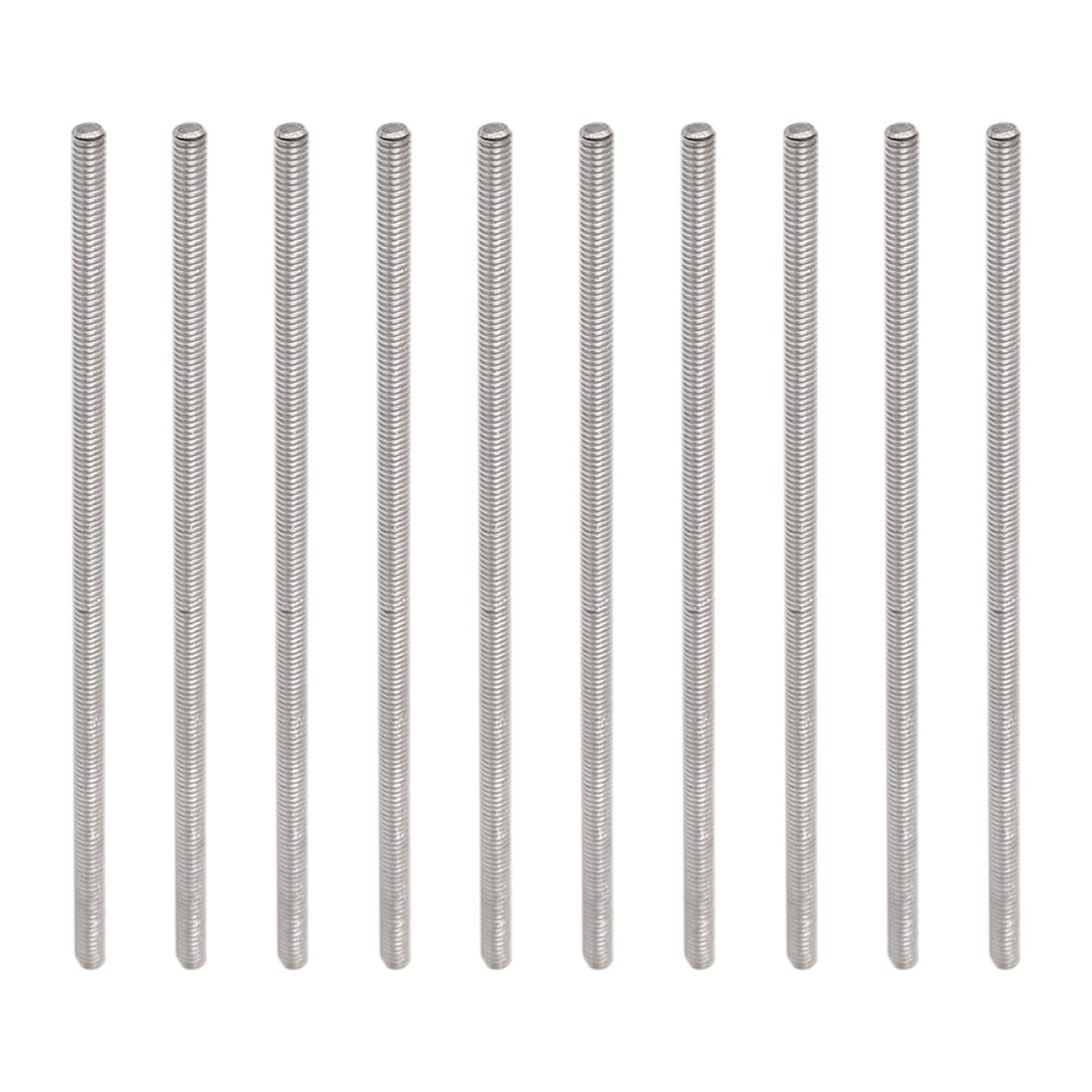 Rebower Fully Threaded Rod 304 Stainless Steel Rod Bar Studs, [for Hanger and U-Bolts] - M4 x 110mm Male Threaded /Silver/10Pack — image 1