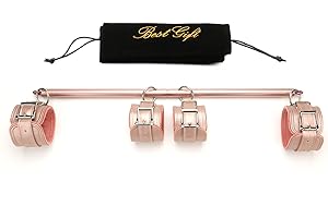 SOVYIME Black Adjustable Spreader Bar Set with 4 Adjustable PU Pink Straps Sports Training Fitness Gear Home Indoor Gyms