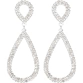 Rhinestone Teardrop Earrings for Women Sparkling Crystal Dangle Earrings Shiny Cubic Zirconia Drop Earrings Elegant Statement Earrings for Bride Wedding Prom Jewelry