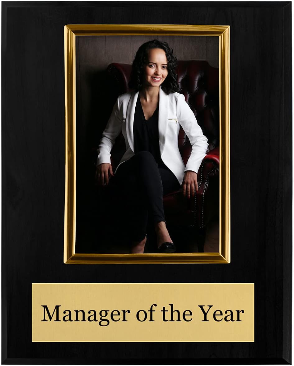 Pre-designed Manager of the Year Award Plaque - 8 x 10" Photo Plaque holds a 6 x 4" Portrait Photo: Home & Kitchen