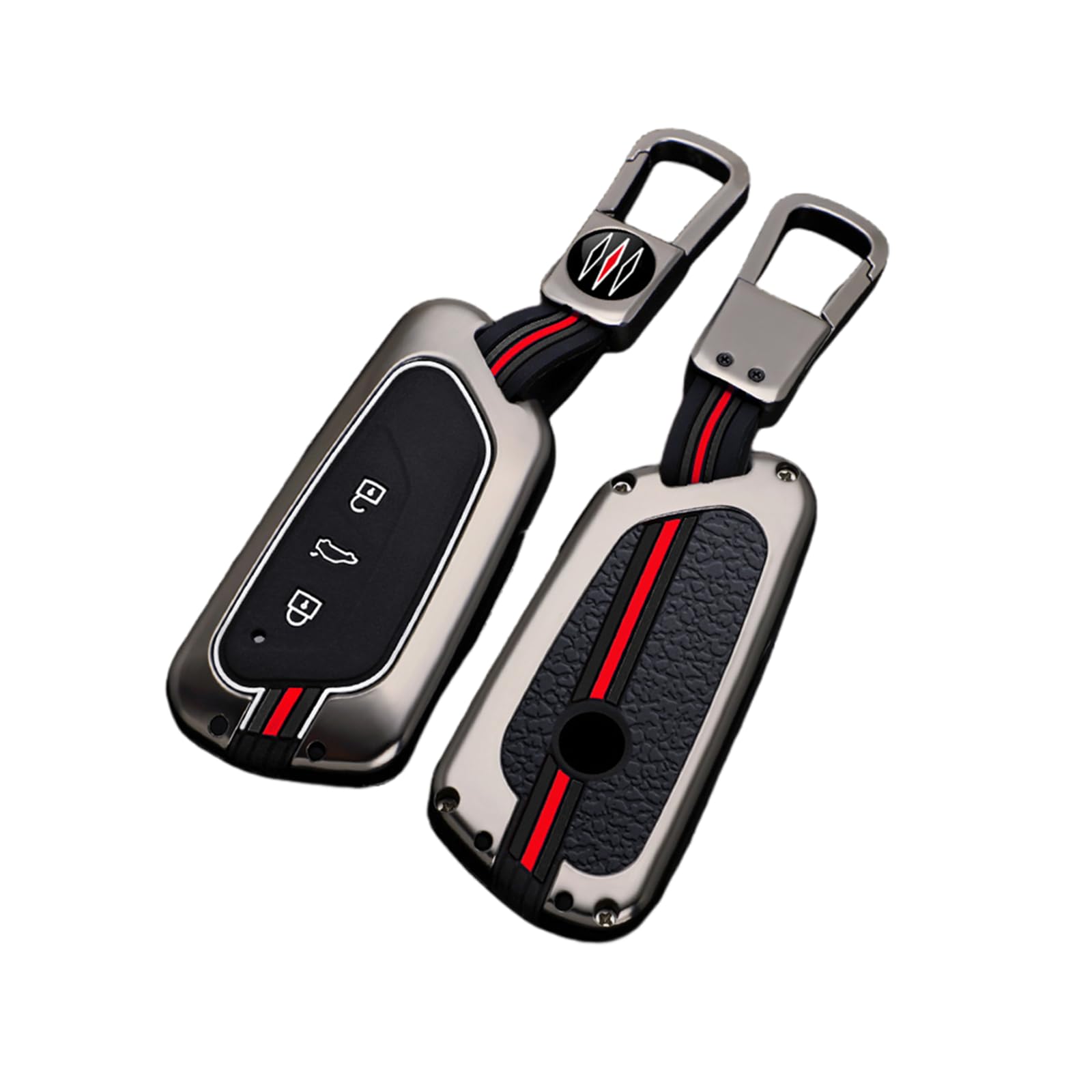 Happyit Zinc Alloy Car Key Cover Cases for Volkswagen VW Golf 8 Mk8 2020 Skoda Octavia 3 Buttons 360° Waterproof Protection Luminous Three-color Strip (Matt color)
