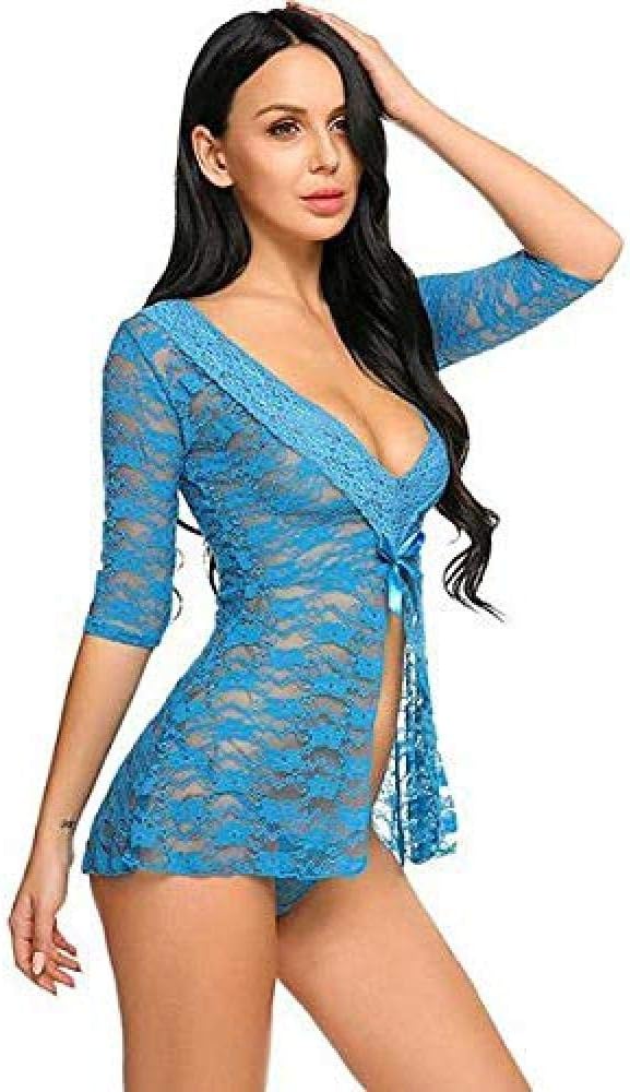 HTRP WomenG-Strings Thongs & Tangas Plus Size Women Sexy Lingerie Erotic Lace Babydoll Sexy Underwear Deep V-Neck Open Front Nightwear Sleepwear-1_Small