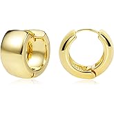 ALEXCRAFT Small Chunky Gold Hoop Earrings for Women Men 14k Gold Plated Thick Huggie Mini Hoops Women's Earring 8mm
