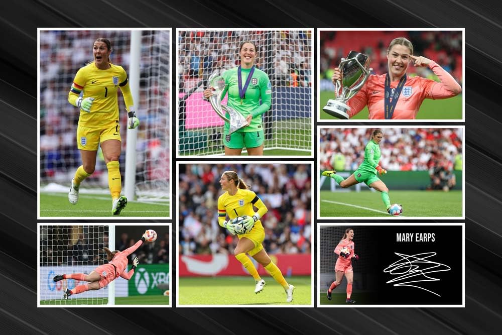 RJR PRINTS Mary Earps - England Lionesses Signed 12x8 Inch Montage Photo Print Pre-Printed Signature Autograph 2023 Womnen's World Cup Football Gift