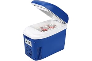 Iceblue Mini Fridge, 7 Liter /9 Cans Skincare Fridge with Belt, AC Plug & 12V Car Charger Dual-use Small Refrigerator, Compact & Portable Refrigerator for Car, Dorm, Travel, Picnic, Gift - Blue