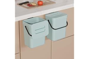 TODAYGO 2 Pack Small Kitchen Trash Can With Lid, Hanging Countertop Compost Bin For Kitchen, Kitchen Waste Bins, Wall-Mount Or Cabinet-Hanging Design, RV Trash Can, Compact Under Sink Trash Can For Home Use