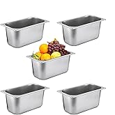 QWAQi 5 Pack Stainless Steel Hotel Pans,1/3 Size,6" Deep Steam Table Pan,Commercial Food Storage Containers Stackable Metal Steamer Pan for Hotel Restaurant Buffet Party (1/3 Size x 6" Deep)