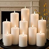 White Pillar Candles Set, 12 Packs, 2.8 in x 4, 6, 8 Inch Assorted Size Unscented Pillar Candles Bulk for Home Decor, Long Burning Candle for Emergency, Holiday Dinner, Dripless & Smokeless
