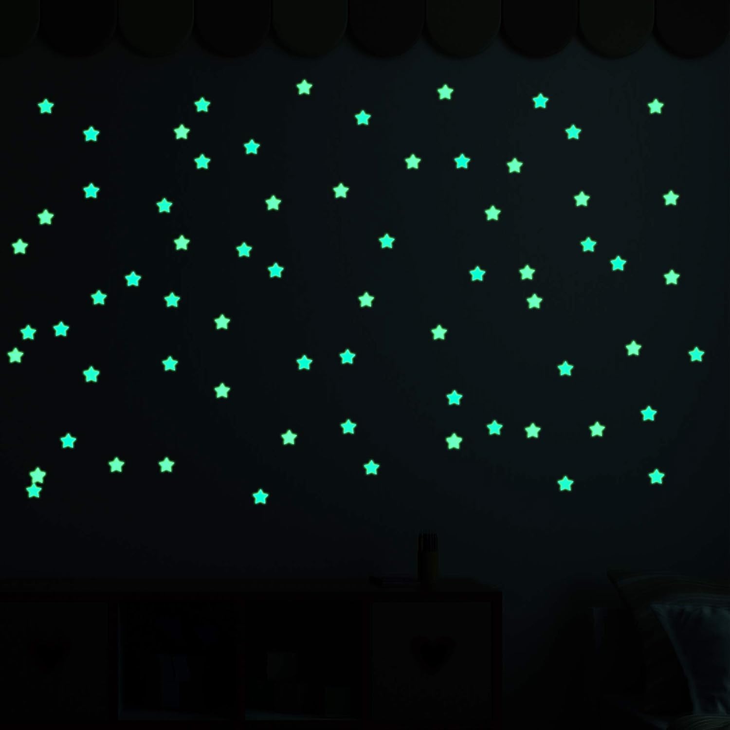 Amaonm 100 Pcs Colorful Glow in The Dark Luminous Stars Fluorescent Noctilucent Plastic Wall Stickers Murals Decals for Home Art Decor Ceiling Wall Decorate Kids Babys Bedroom Room Decorations: Home & Kitchen