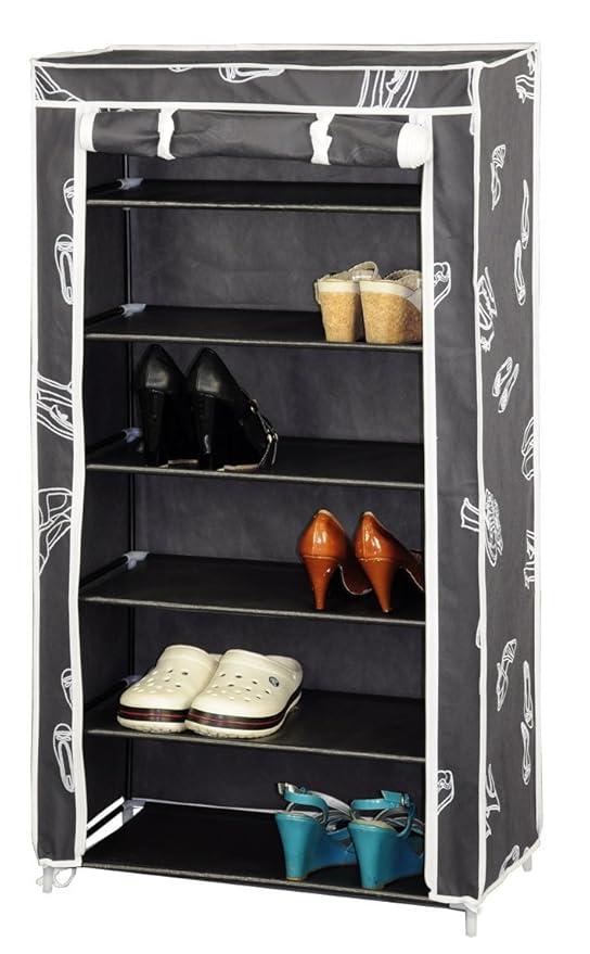 Home Source Canvas Shoe Storage 6 Tier Shelves Footwear Stand