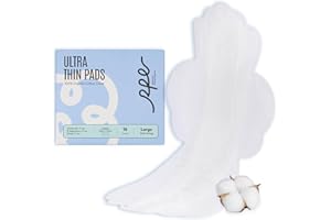 RPE LIFE 100% Large Organic Pads for Women, Ultra Thin Heavy Flow Sanitary Pad with Wings, Unscented Cotton Pads Menstrual, Super Absorbency Feminine Pad Extra Coverage Period (Large, Size 4, 16ct)