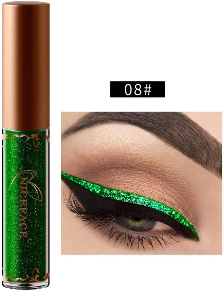 Beauty Metallic Shiny Smoky Eyeshadow, Waterproof Glitter Liquid Eyeliner (H)