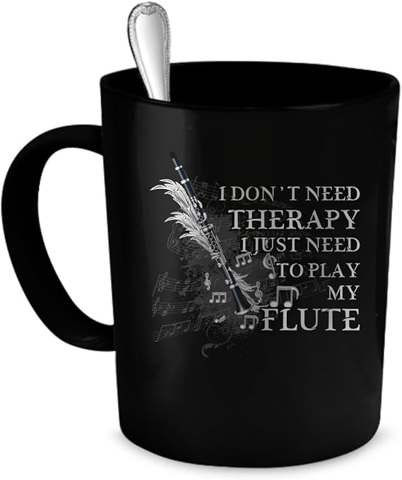 Flute Coffee Mug. Flute gift 11 oz. black Kitchen & Dining