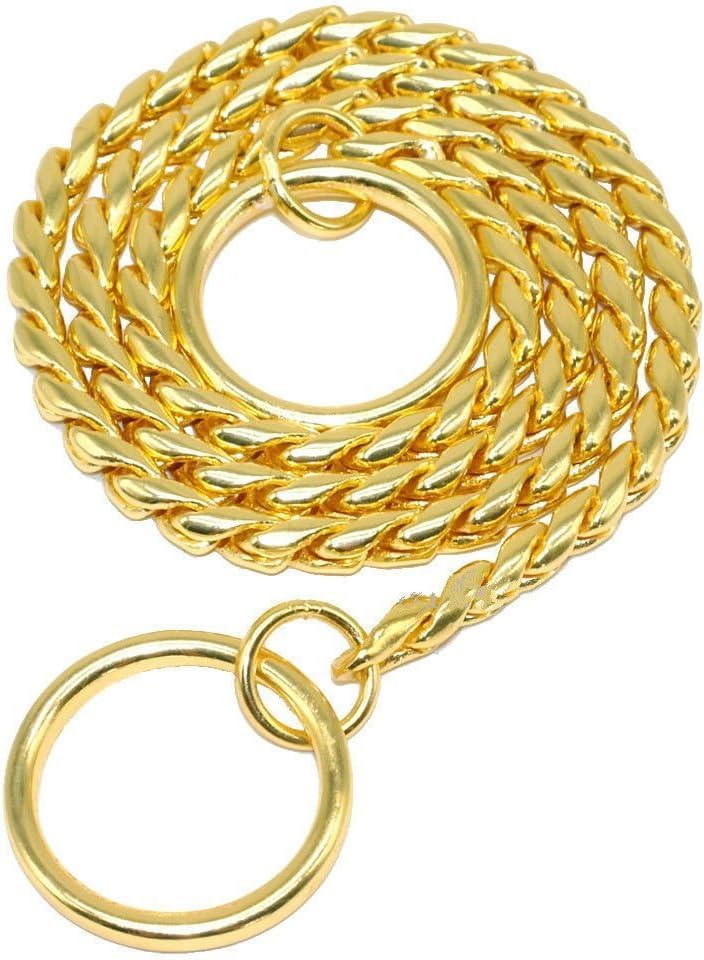 Moonpet P Choke Snake Chain Collar - Command Obedience Dog Training Slip Collar - Gold 20"