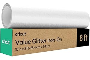 Cricut Value Glitter Iron On, White (10in x 8ft roll) - HTV Heat Transfer Vinyl