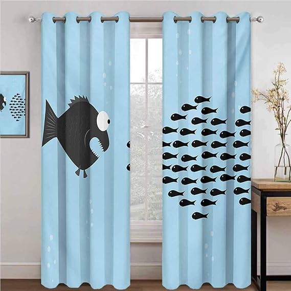 Cortina de color resistente al desgaste, con diseño de peces pequeños