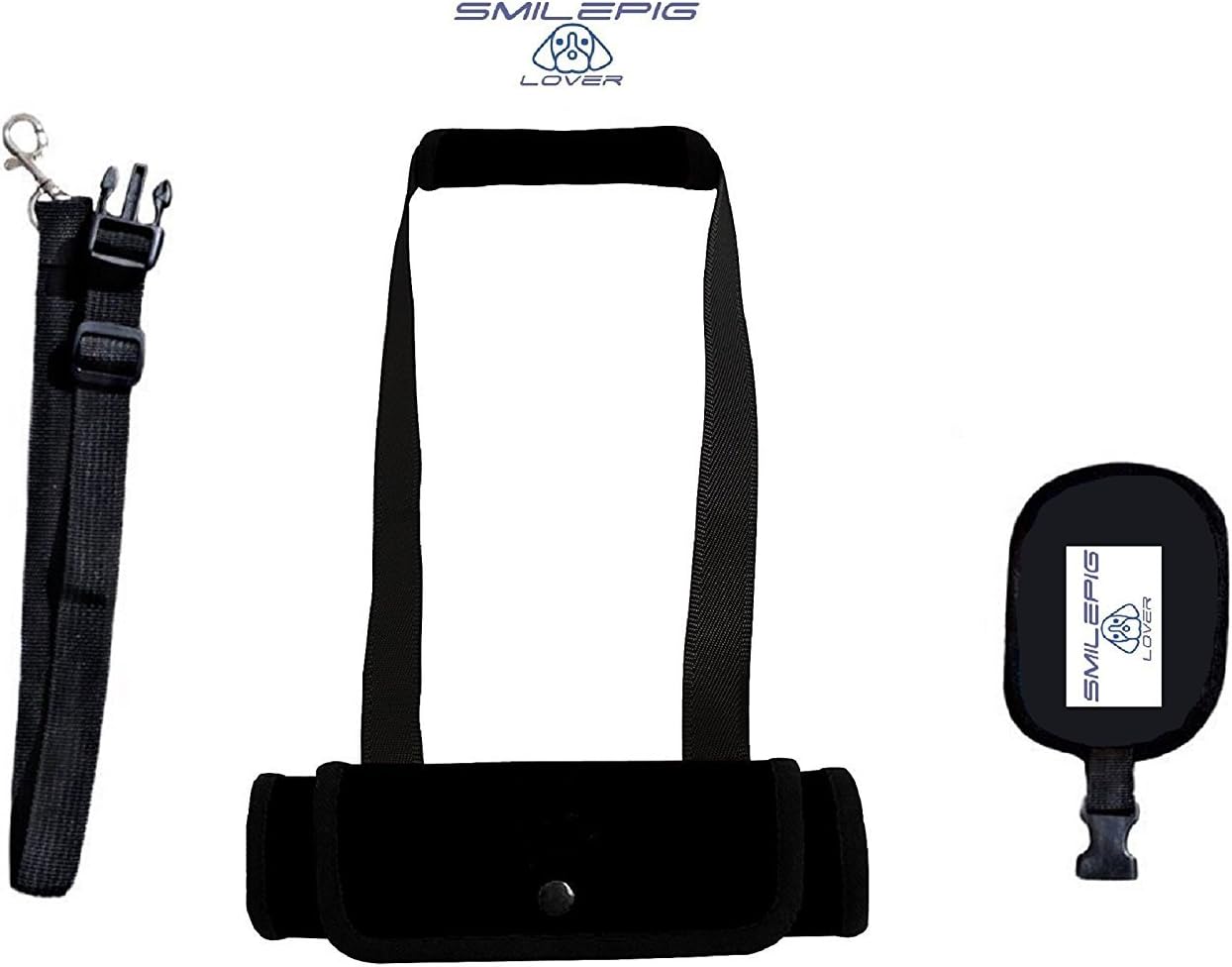 Smile Pig Lover Dog Lift support Harness with Handle and Adjustable Handlesh Help Lifts Older Dogs or Young Puppies for Injuries, Arthritis or Weak hind legs & Joints (M, Black)