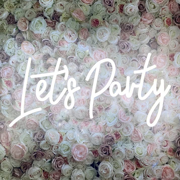 DAKABUKA Lets Party Neon Sign White LED Neon Let's Party Light Signs for Wall Decor Bachelorette Party Wedding Engagement Birthday Party With Dimmabel Switch (16 * 7.6inches) 5V USB