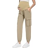 FABRACK Women's Maternity Cargo Pants Over The Belly Scrub Joggers Comfy Casual Pants with 4 Pockets