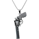 Joddfly Gun Pendant Necklace with Chain, Stainless Steel