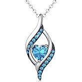 KiiKii Birthday Gifts for Women Birthstone Necklace Platinum Plated 925 Sterling Silver Forever Love Heart Pendant Meaningful Jewelry Gifts for Wife Mom